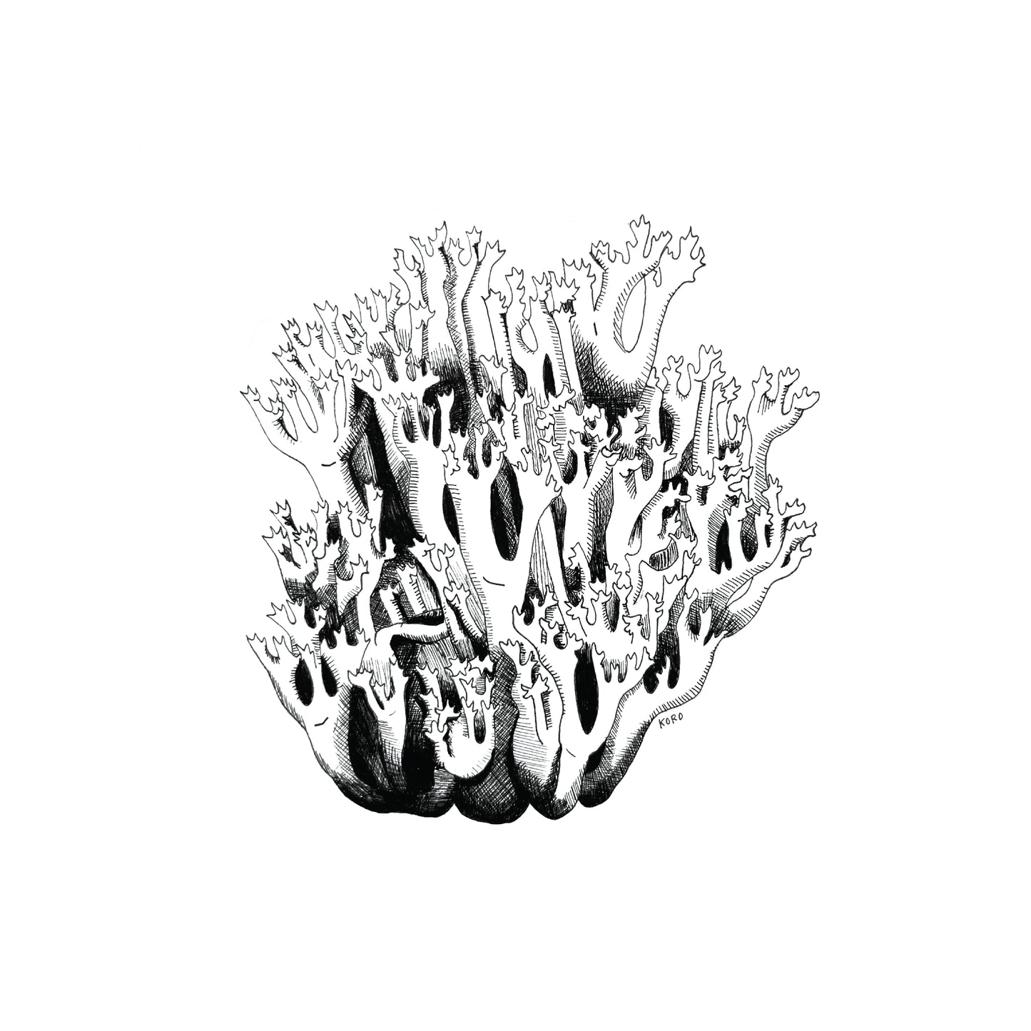 8 x 10 Coral Mushroom Print