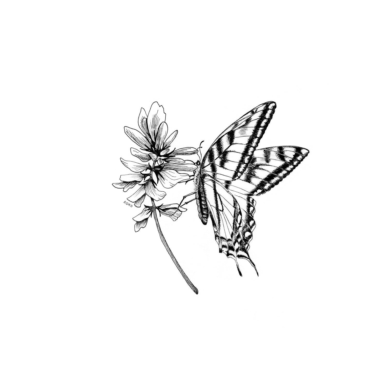 8 x 8 Sweetvetch and Butterfly Print
