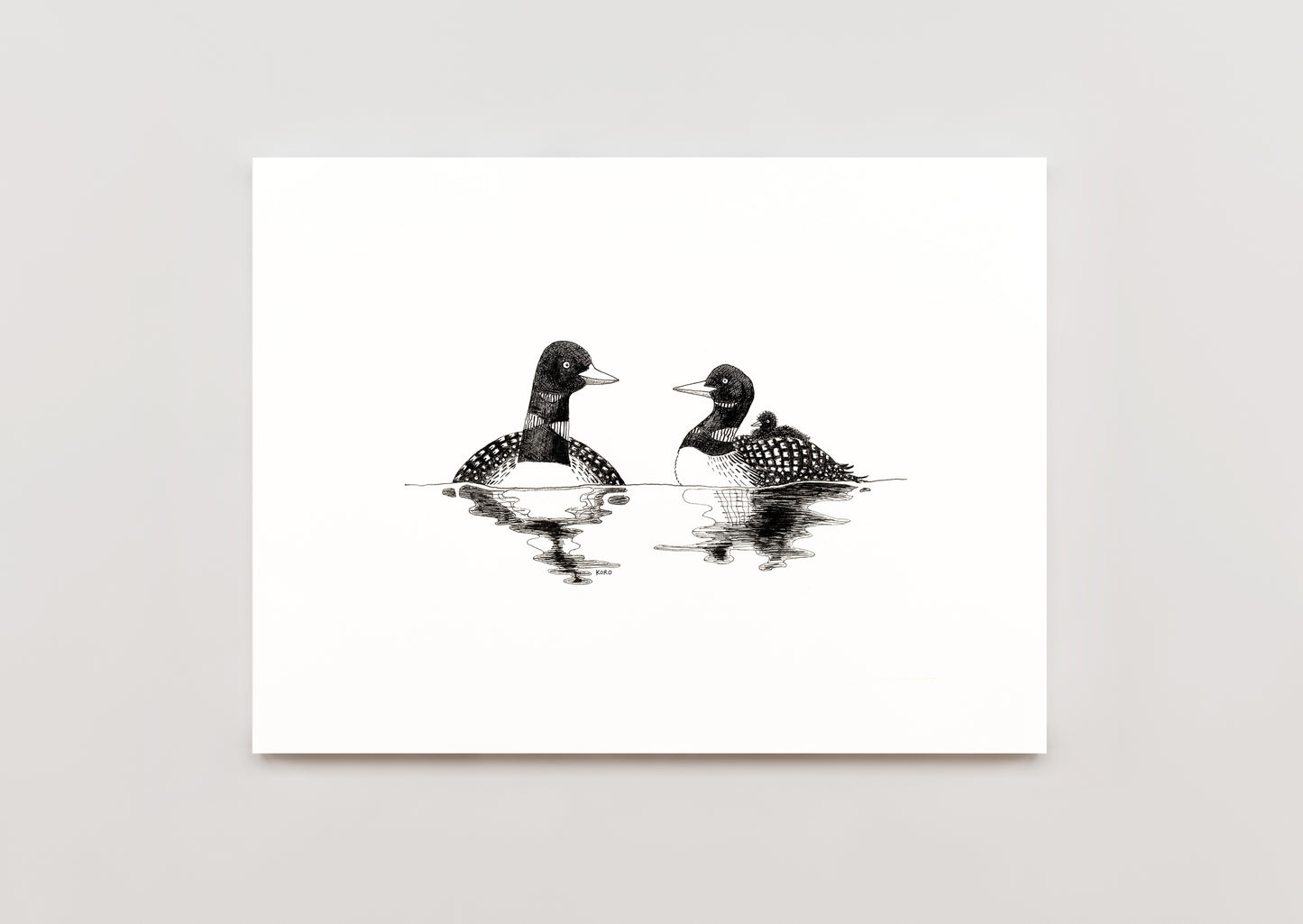 8 x 10 Loons and their Loonlet Print