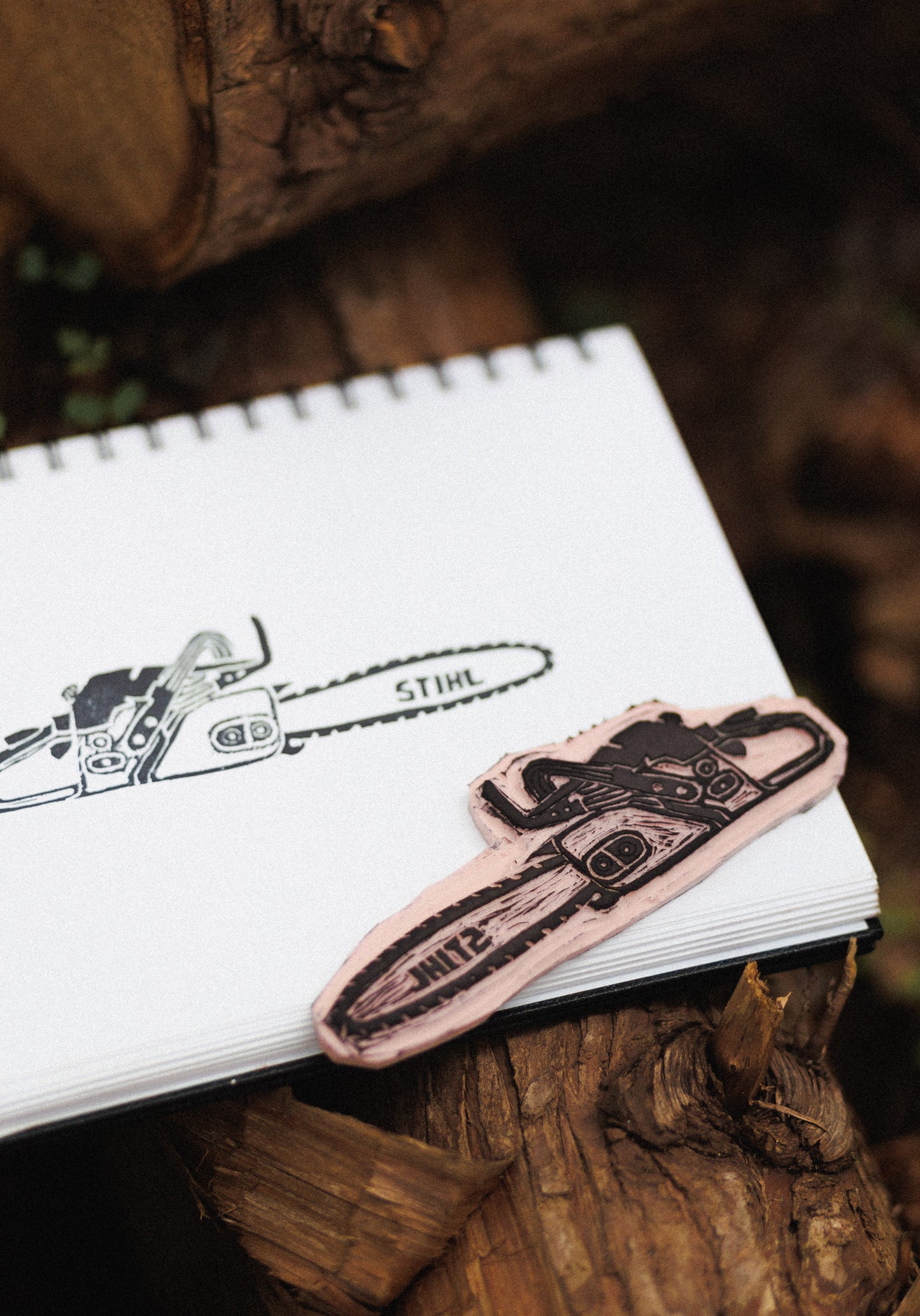 Stihl Saw Linocut Print